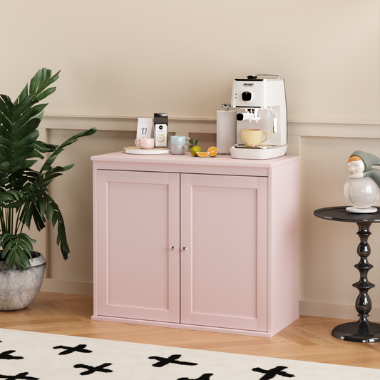 Tulib Coffee Bar Cabinet with Adjustable Shelf, 29.5" Sideboard Buffet Cabinet with Storage for Living Room, Dining Room, Kitchen, Home Office, Entryway, Pink