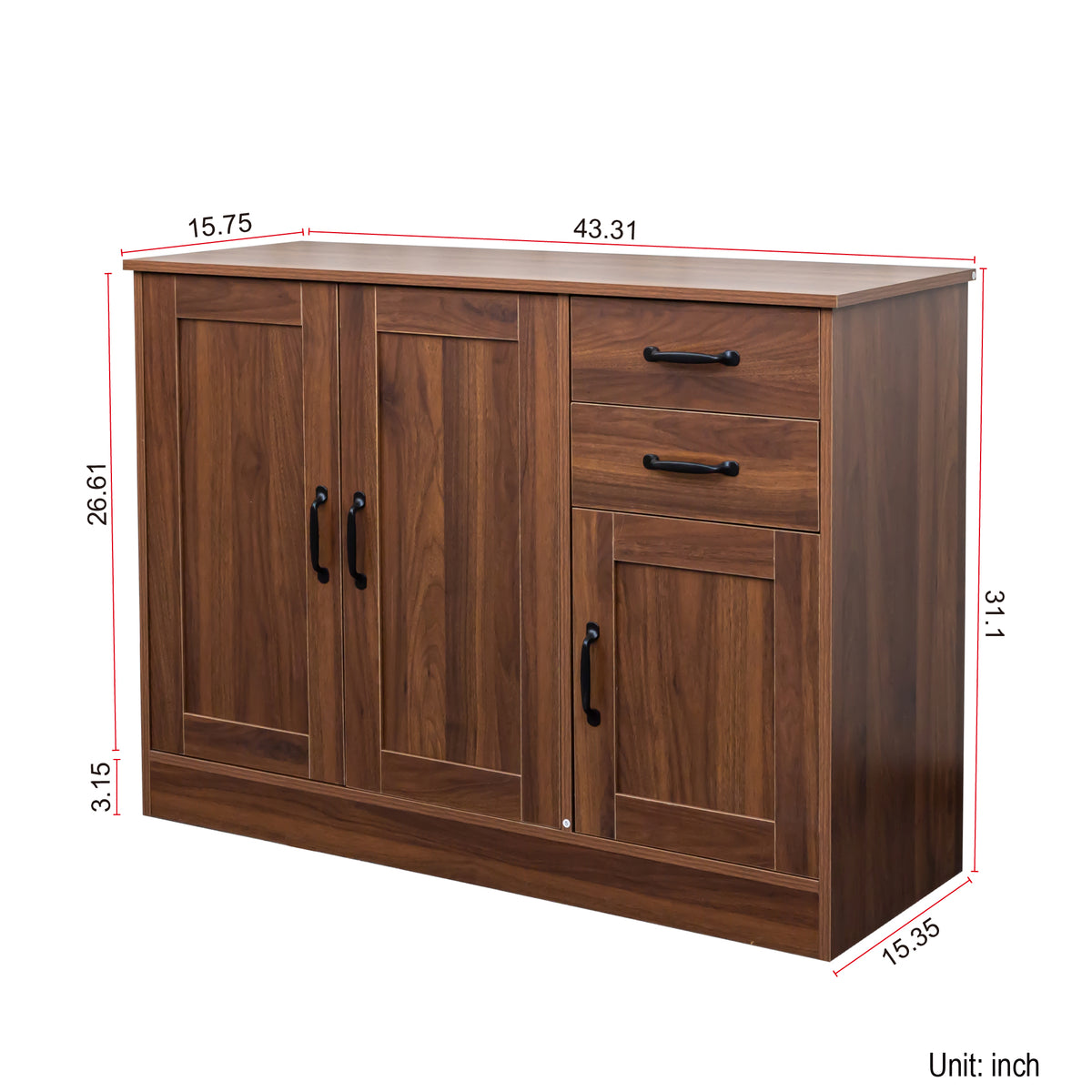 Tulib Sideboard Buffet Cabinet with Storage, Kitchen Storage Cabinets with Drawer & Doors, Console Cabinet with Adjustable Shelves for Living Room Dining Room Entryway, Walnut