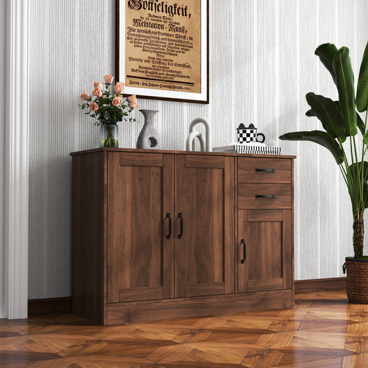 Tulib Sideboard Buffet Cabinet with Storage, Kitchen Storage Cabinets with Drawer & Doors, Console Cabinet with Adjustable Shelves for Living Room Dining Room Entryway, Walnut