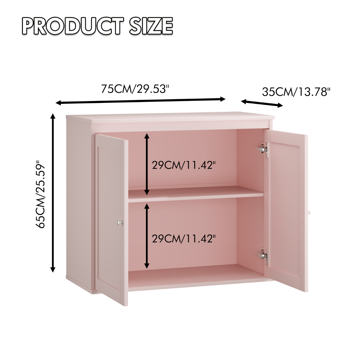 Tulib Coffee Bar Cabinet with Adjustable Shelf, 29.5" Sideboard Buffet Cabinet with Storage for Living Room, Dining Room, Kitchen, Home Office, Entryway, Pink