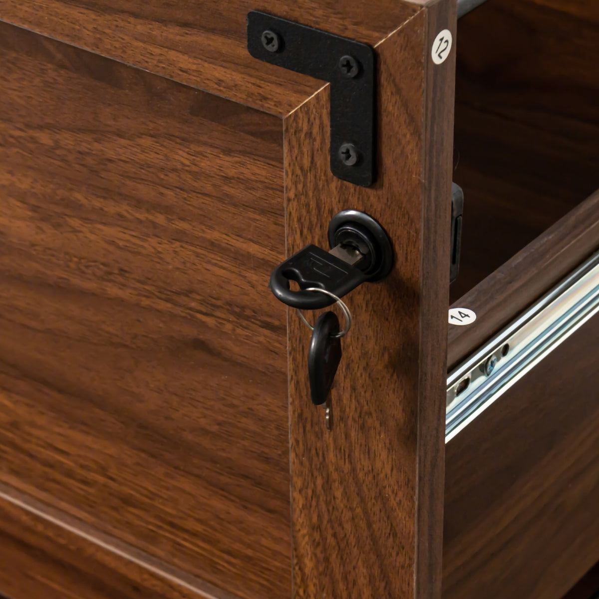 Tulib 2 Drawer File Cabinet with Lock, Wood Filing Cabinet for Home Office, Office Storage Cabinet for Letter/Legal/A4, Walnut