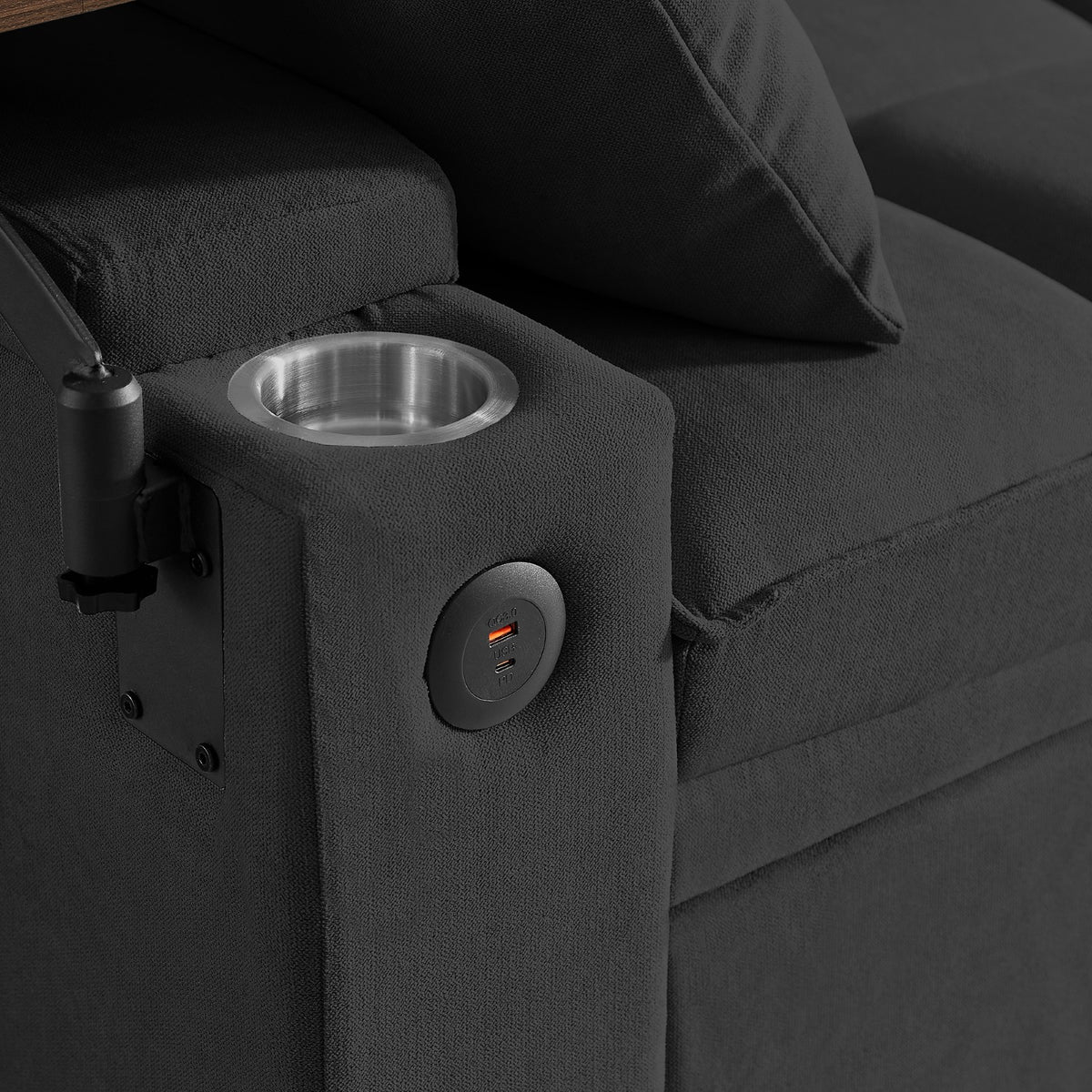 Tulib 3-in-1 Convertible Sleeper Sofa Bed, Pull Out Loveseat Couch with USB Charging Ports, Cup Holder & Swivel Side Table for Small Spaces, Black